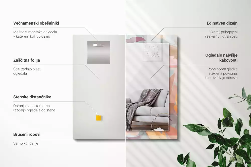 Espelho decorado Pastel de flores e folhas