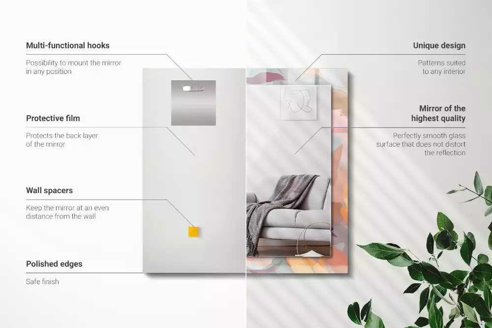 Espelho decorado Pastel de flores e folhas