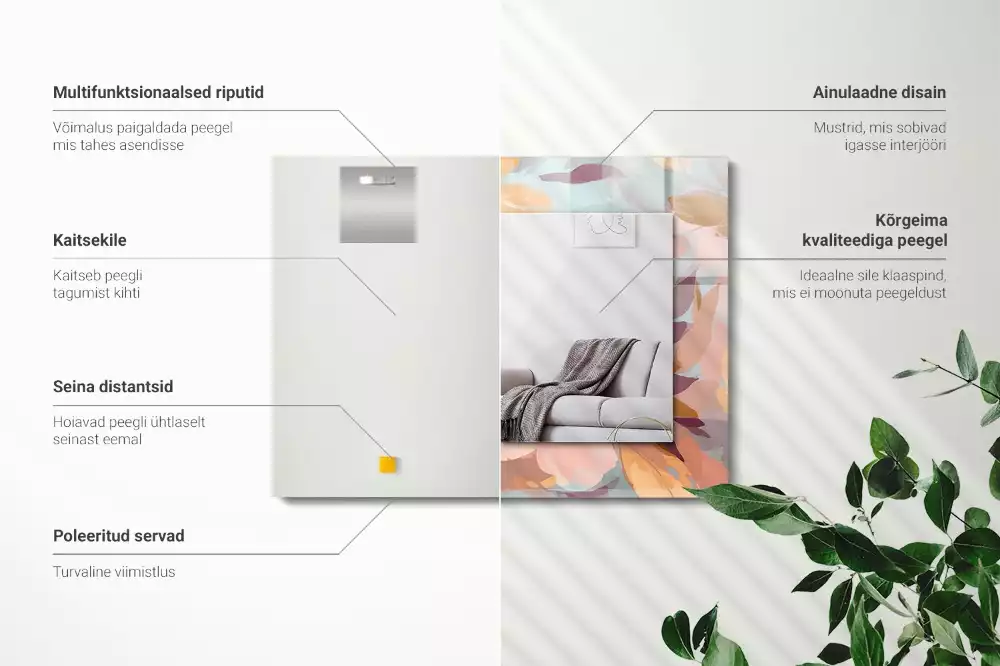 Espelho decorado Pastel de flores e folhas