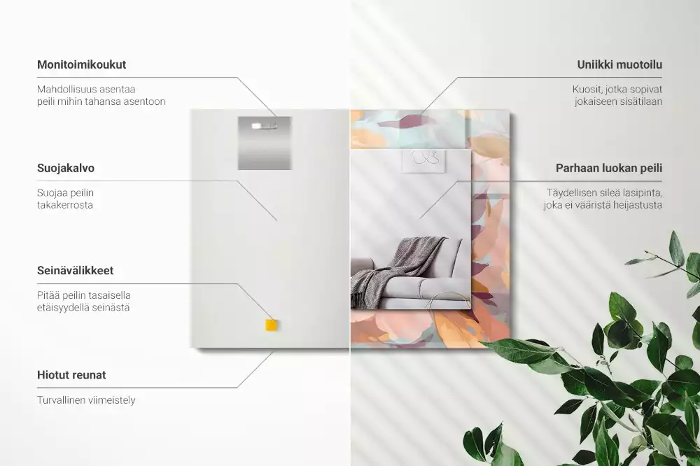 Espelho decorado Pastel de flores e folhas