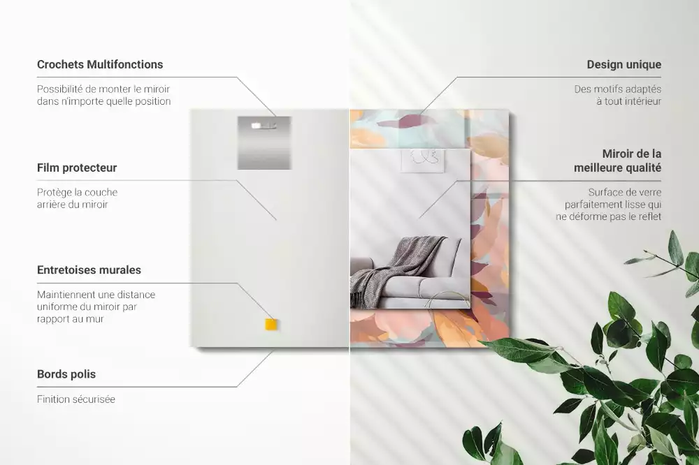 Espelho decorado Pastel de flores e folhas