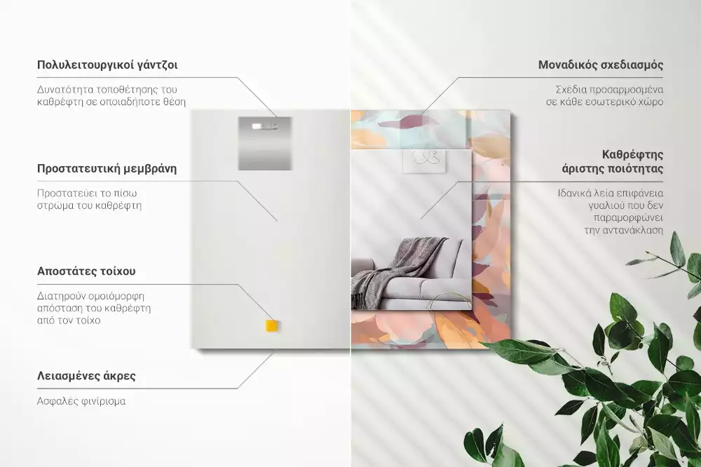 Espelho decorado Pastel de flores e folhas