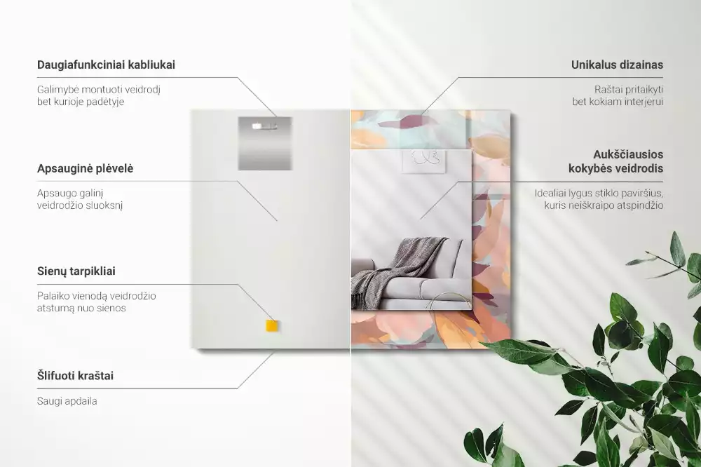 Espelho decorado Pastel de flores e folhas