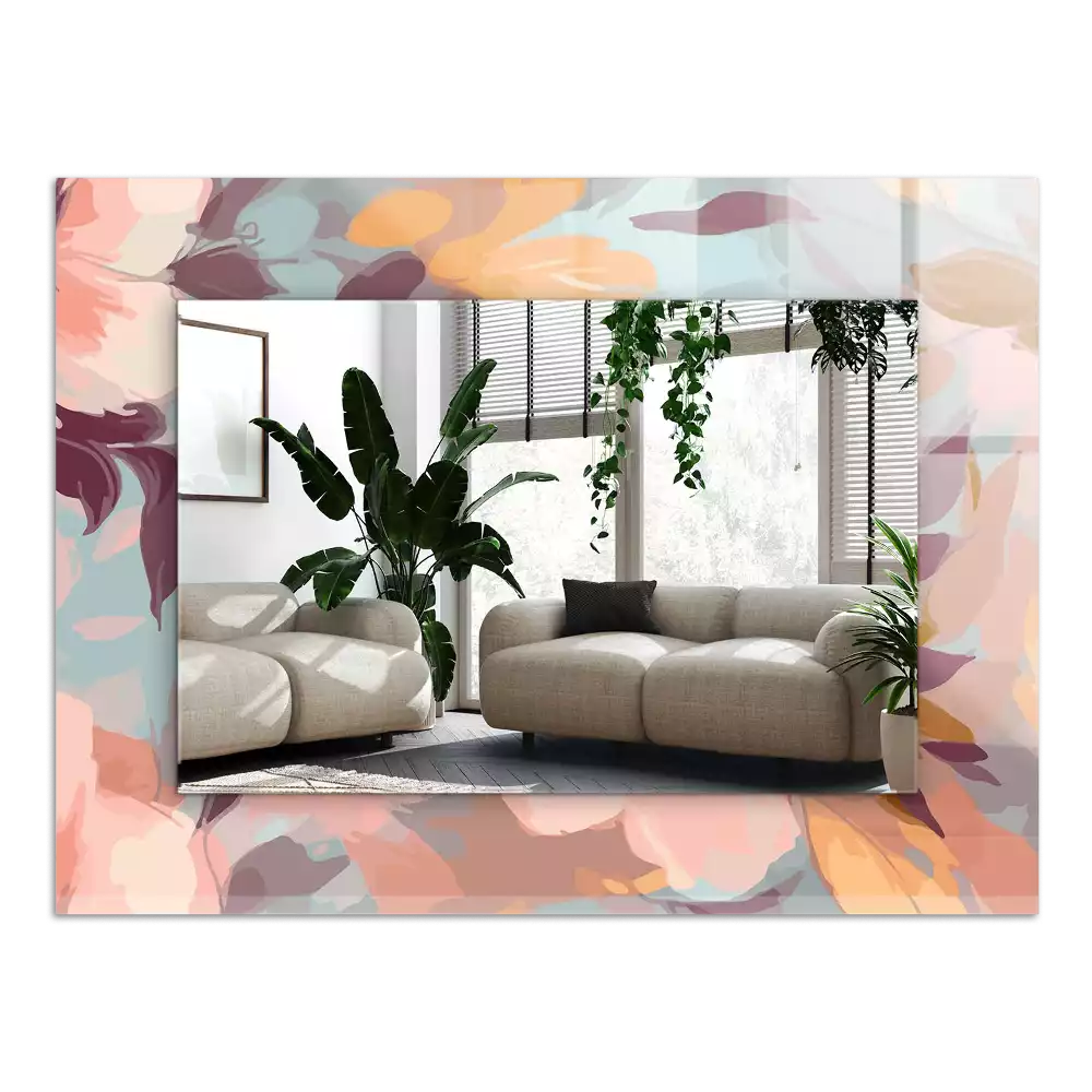 Espelho decorado Pastel de flores e folhas