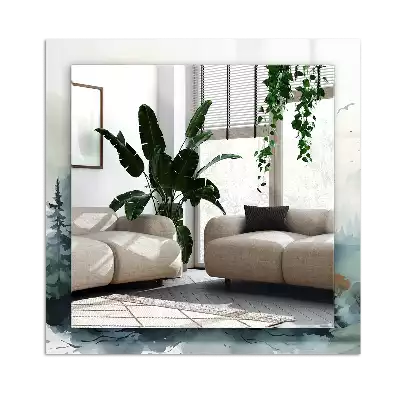 Espelho com moldura decorada Floresta na neblina