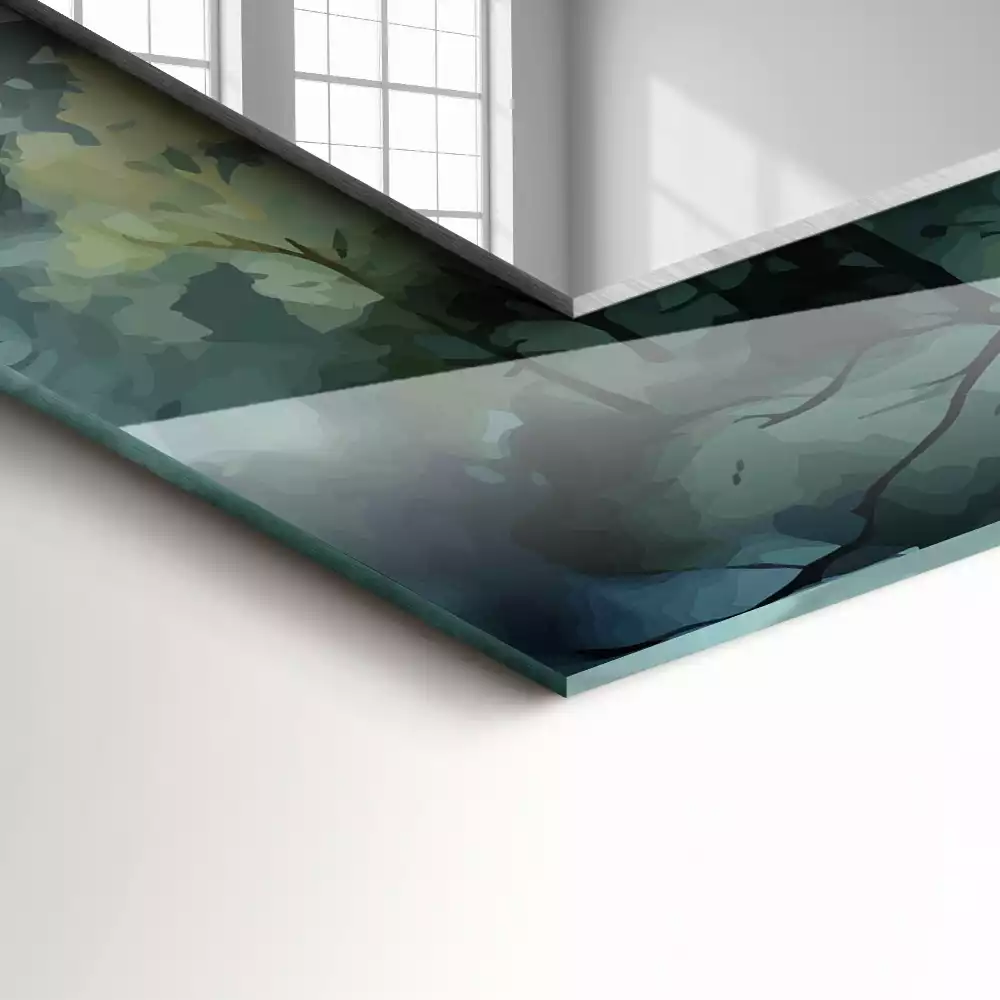 Espelho com moldura decorada Floresta na neblina