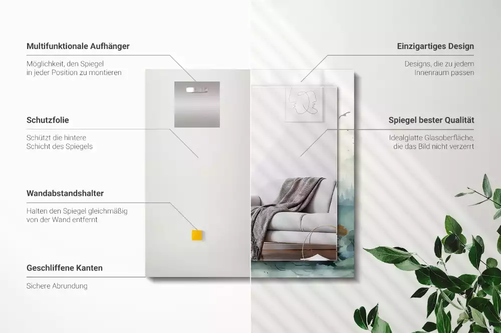 Espelho com moldura decorada Floresta na neblina