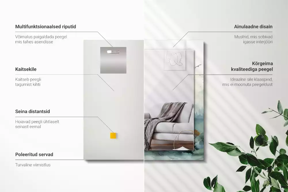 Espelho com moldura decorada Floresta na neblina