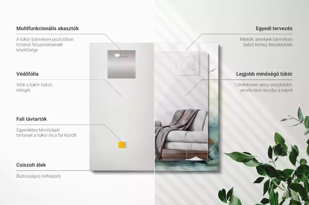 Espelho com moldura decorada Floresta na neblina