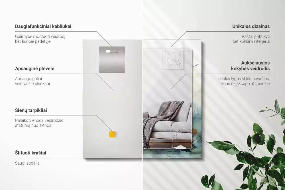 Espelho com moldura decorada Floresta na neblina