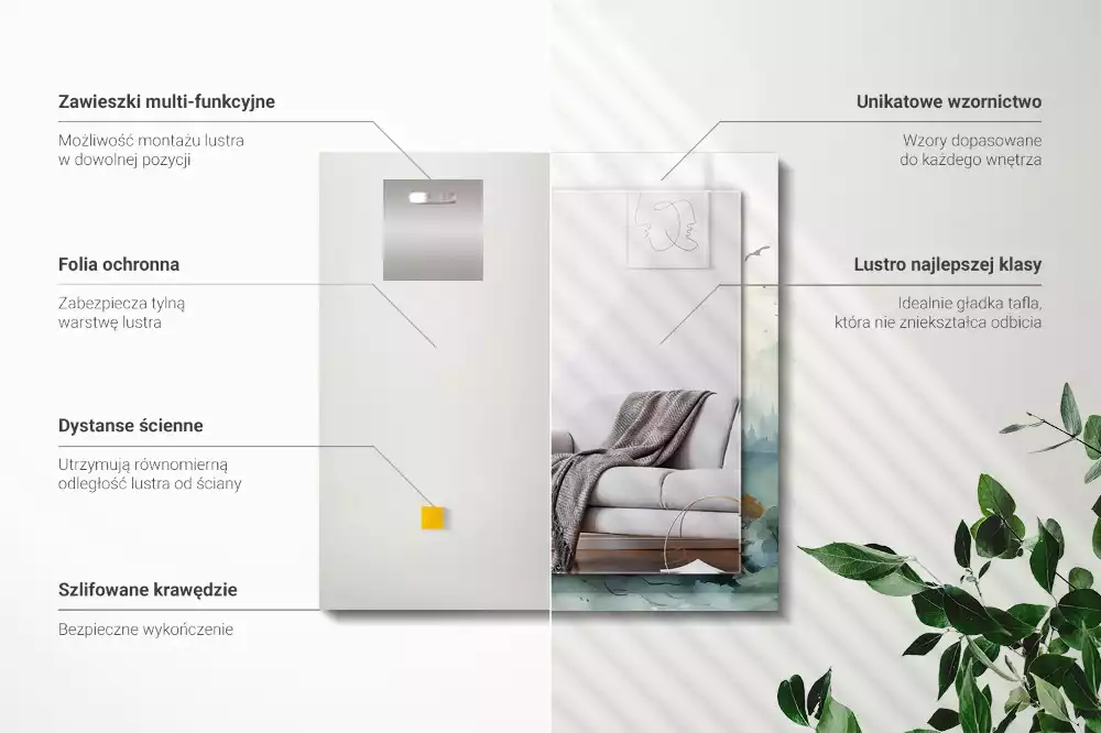 Espelho com moldura decorada Floresta na neblina