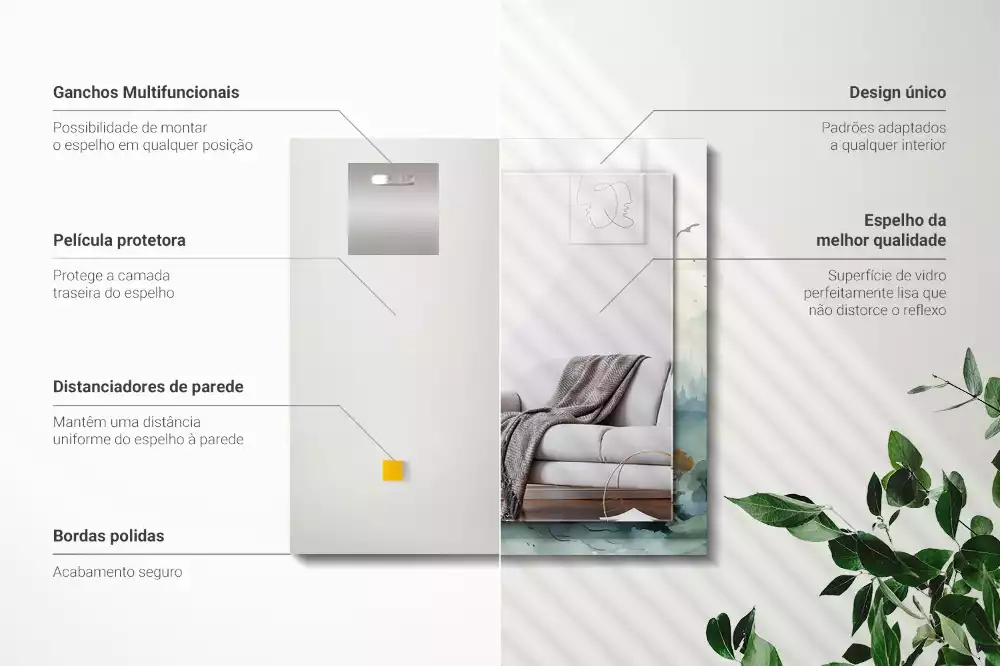 Espelho com moldura decorada Floresta na neblina