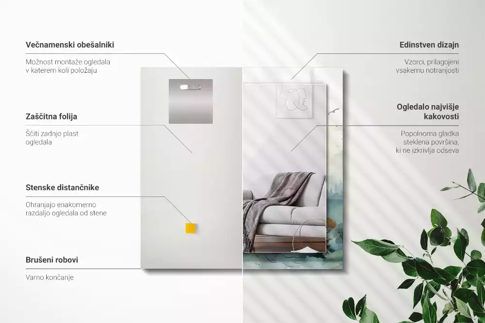 Espelho com moldura decorada Floresta na neblina