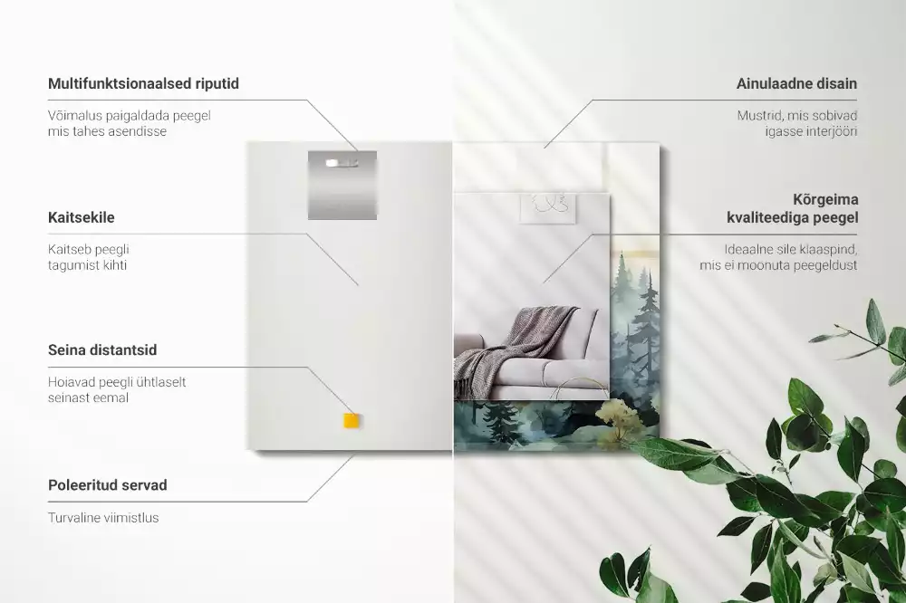 Espelho com moldura decorada Floresta na neblina