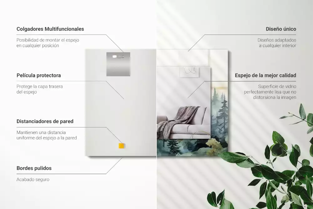 Espelho com moldura decorada Floresta na neblina