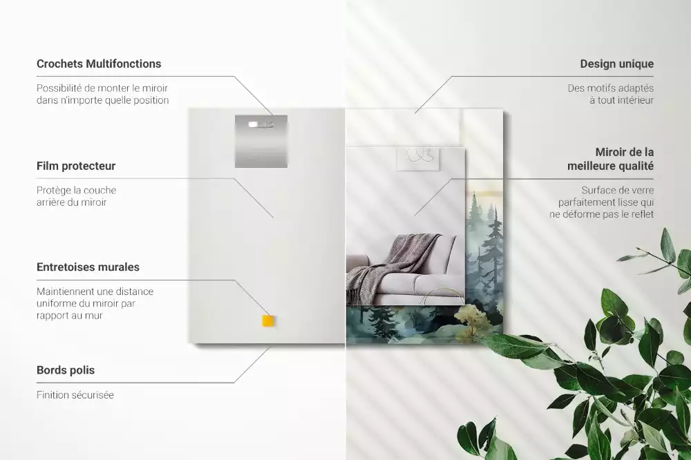 Espelho com moldura decorada Floresta na neblina