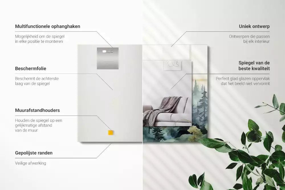 Espelho com moldura decorada Floresta na neblina