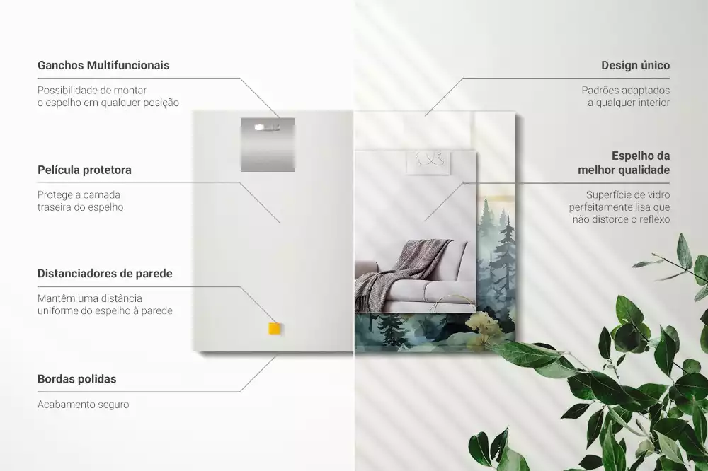 Espelho com moldura decorada Floresta na neblina