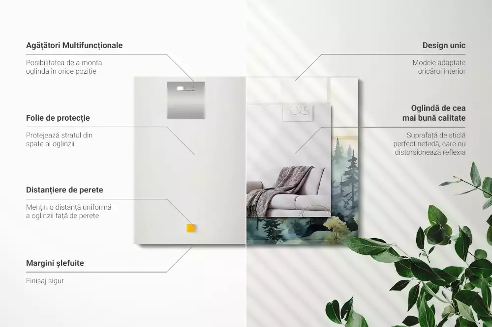 Espelho com moldura decorada Floresta na neblina