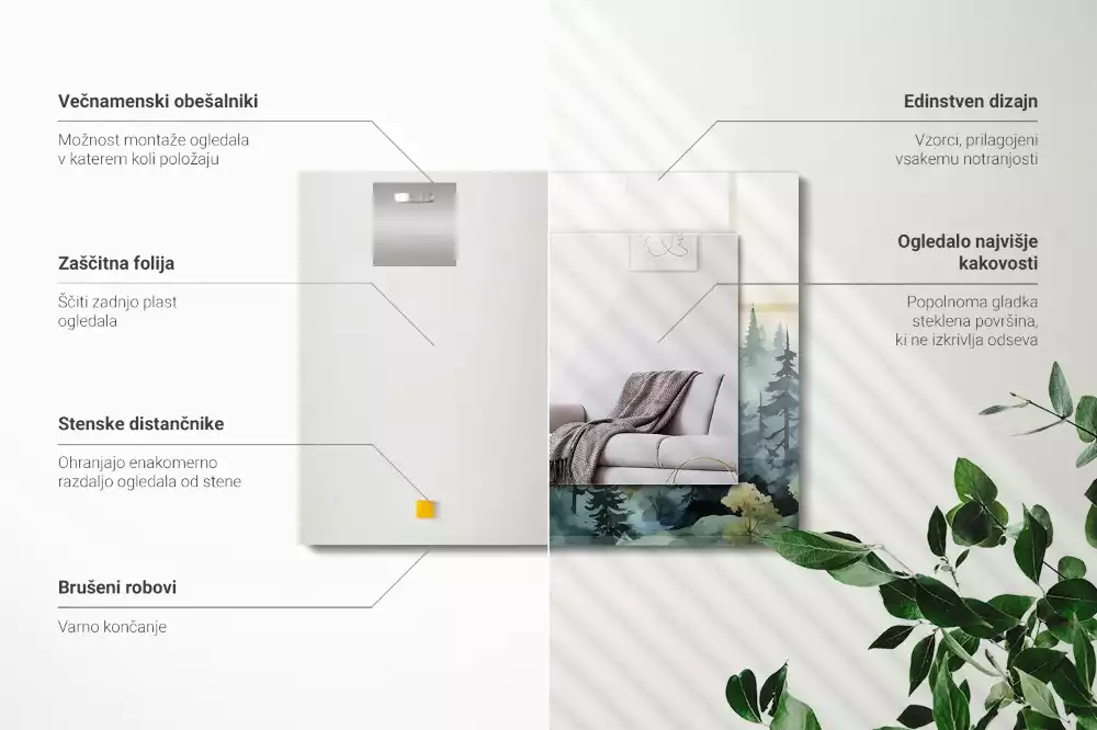 Espelho com moldura decorada Floresta na neblina