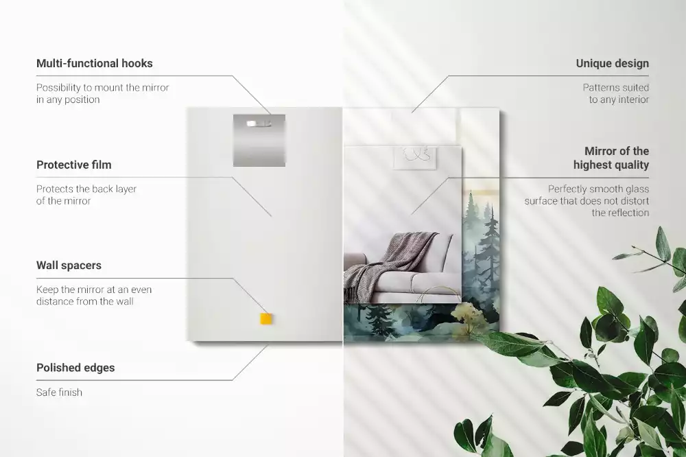 Espelho com moldura decorada Floresta na neblina