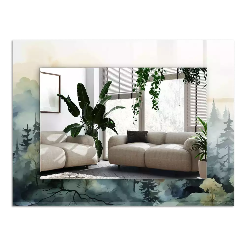 Espelho com moldura decorada Floresta na neblina