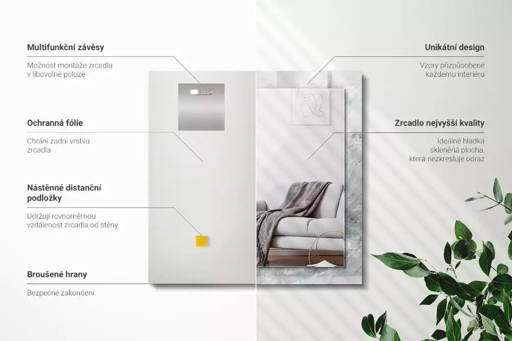 Espelho decorativo Mármore com veios cinzas