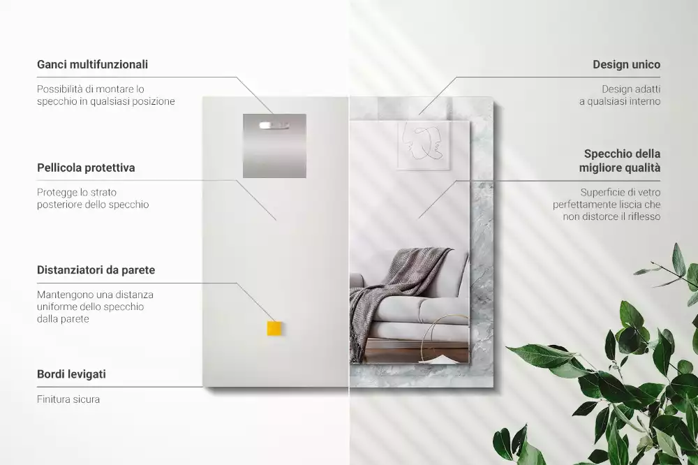 Espelho decorativo Mármore com veios cinzas