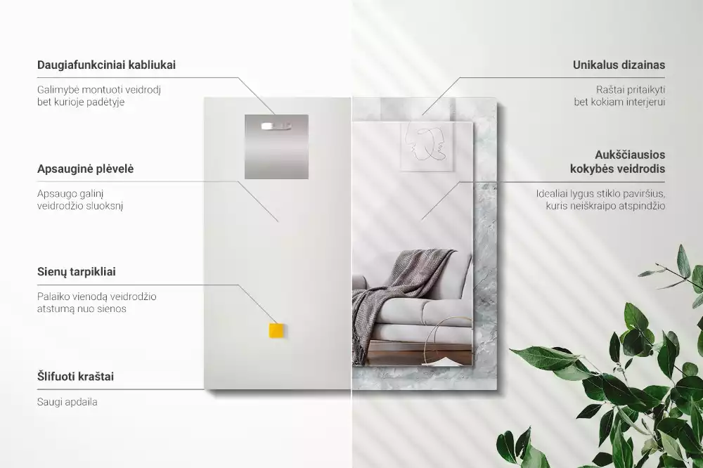 Espelho decorativo Mármore com veios cinzas