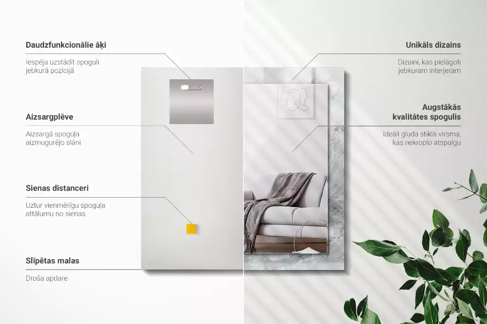 Espelho decorativo Mármore com veios cinzas