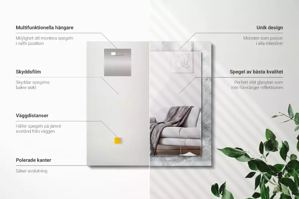 Espelho decorativo Mármore com veios cinzas