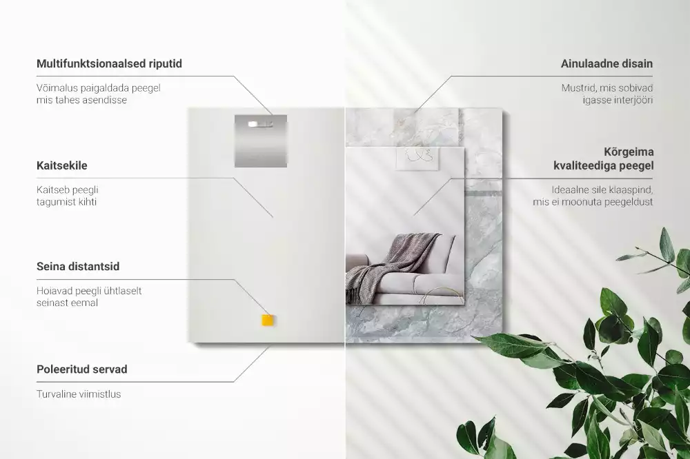 Espelho decorativo Mármore com veios cinzas