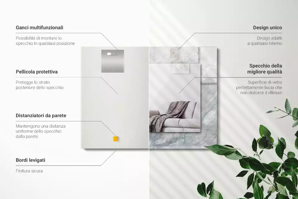 Espelho decorativo Mármore com veios cinzas