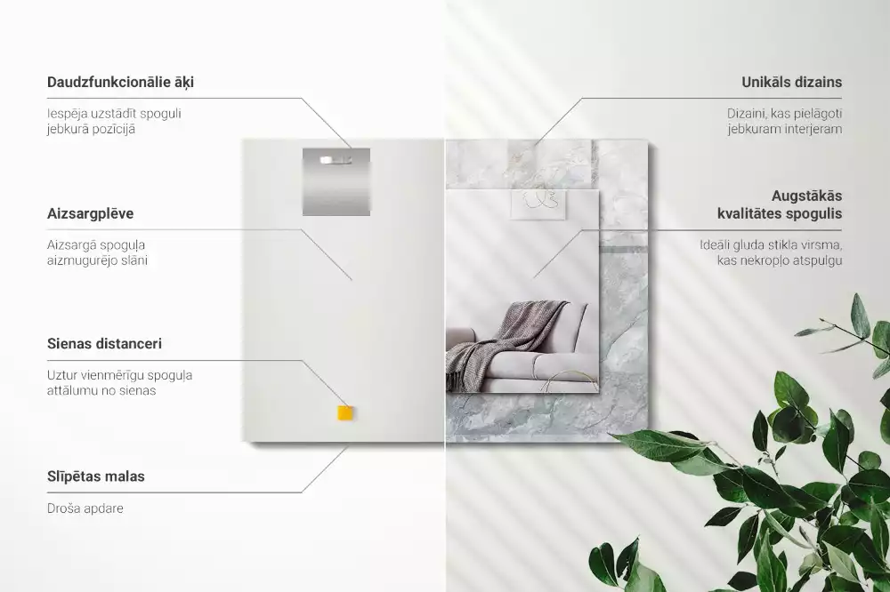 Espelho decorativo Mármore com veios cinzas