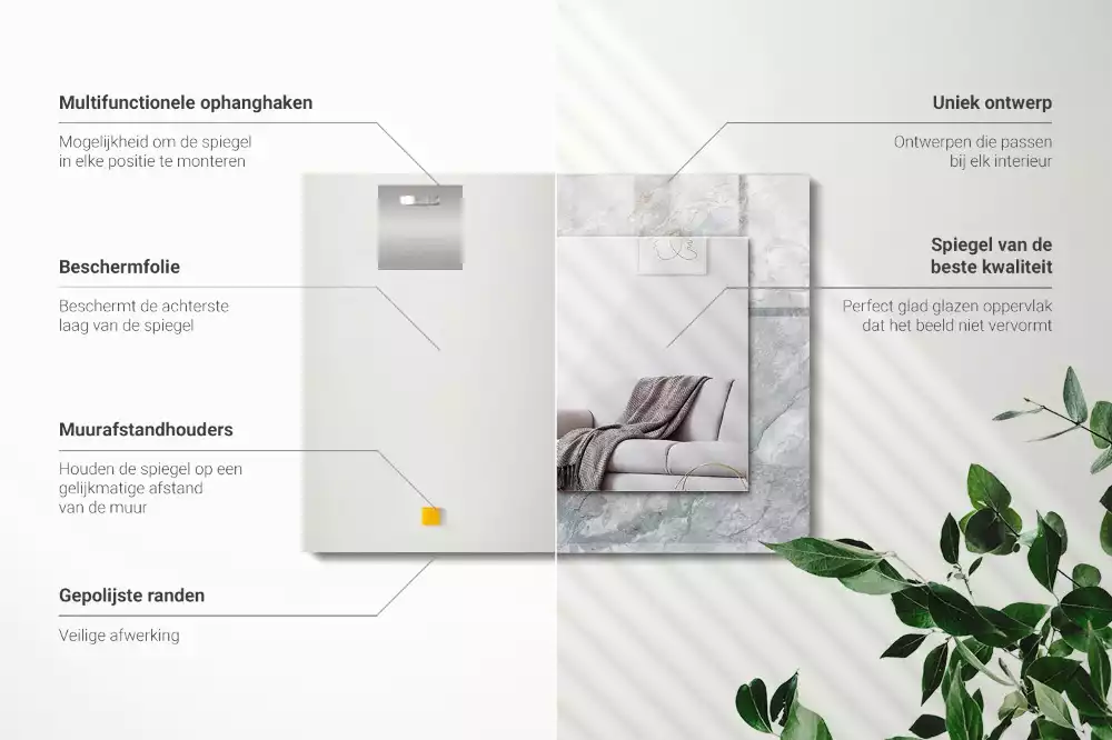 Espelho decorativo Mármore com veios cinzas