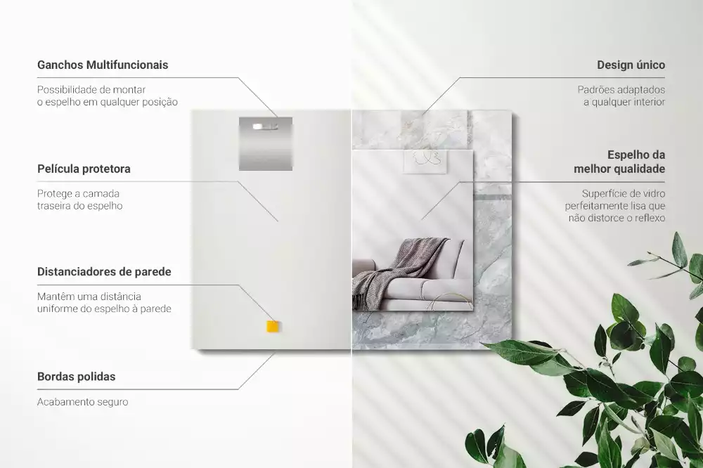 Espelho decorativo Mármore com veios cinzas