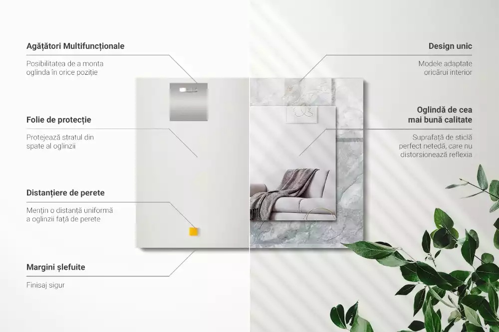 Espelho decorativo Mármore com veios cinzas