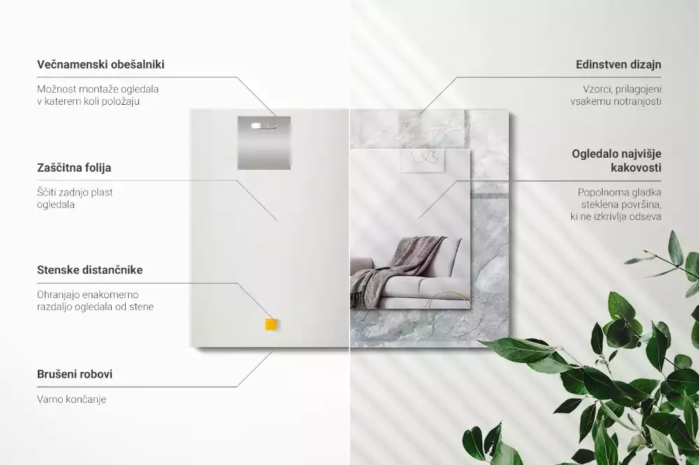 Espelho decorativo Mármore com veios cinzas