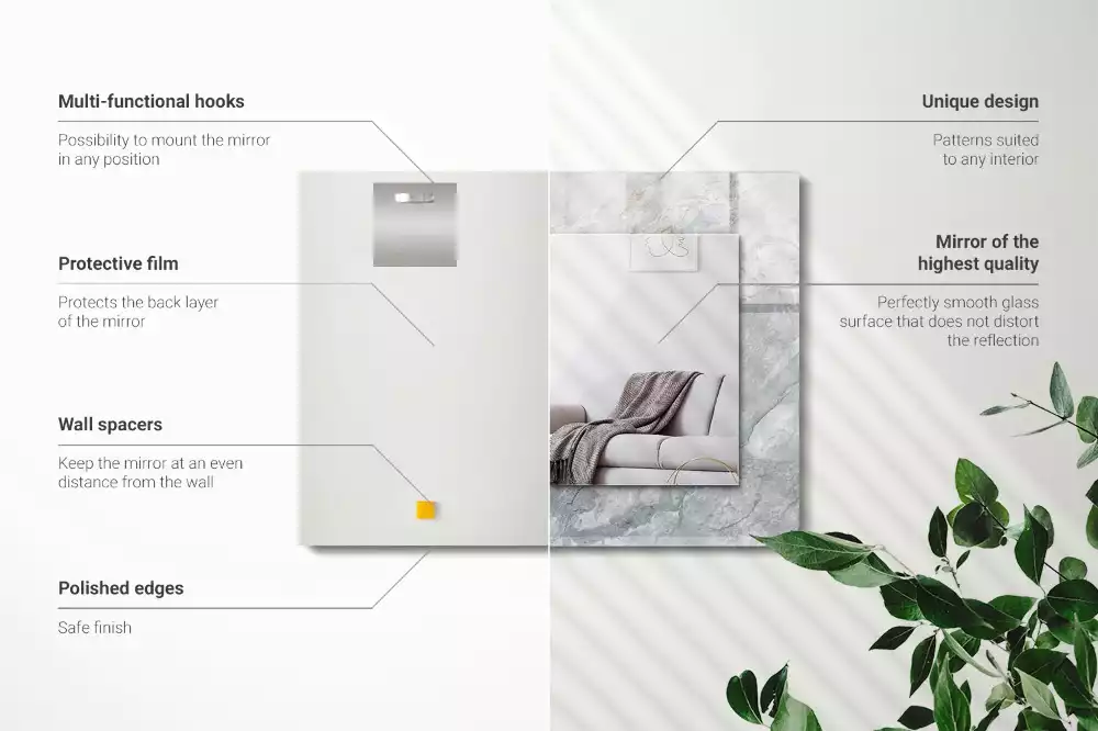 Espelho decorativo Mármore com veios cinzas