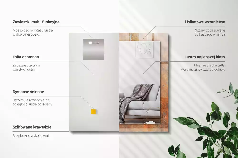 Espelho decorado Superfície metálica enferrujada