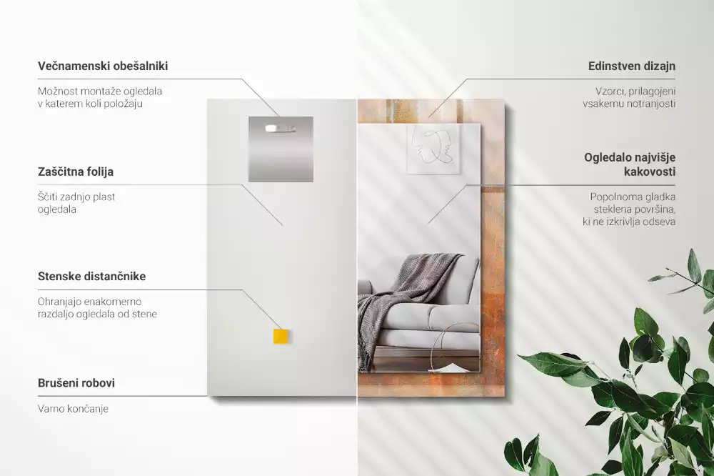 Espelho decorado Superfície metálica enferrujada