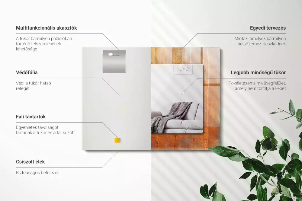 Espelho decorado Superfície metálica enferrujada