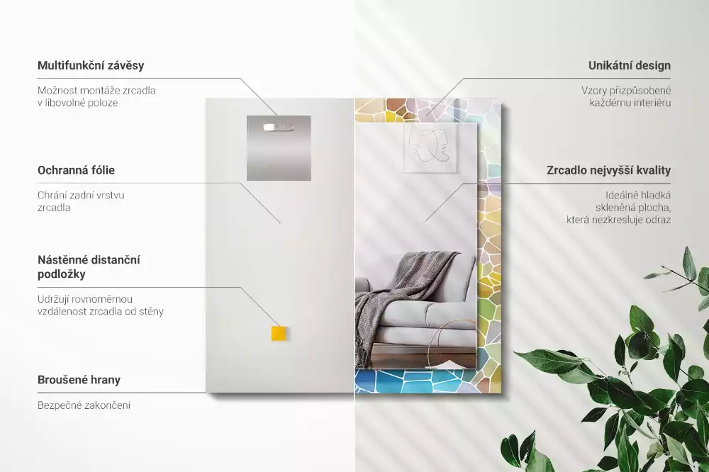 Espelho com moldura decorada Mosaico abstrato colorido