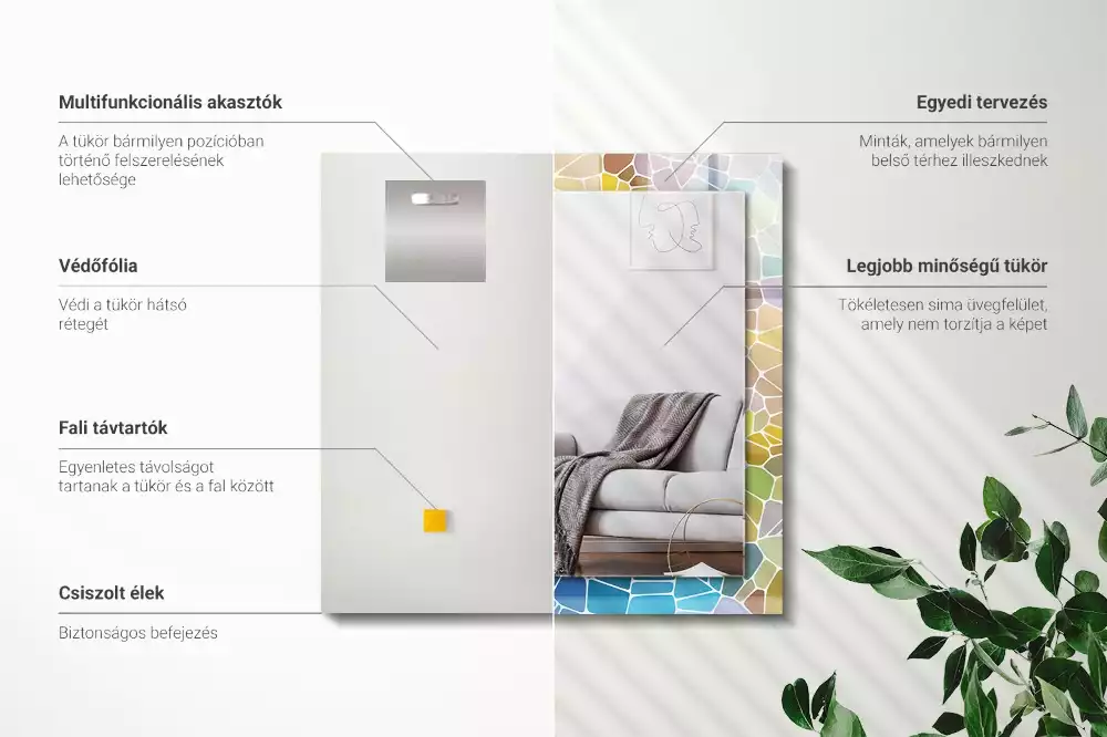 Espelho com moldura decorada Mosaico abstrato colorido