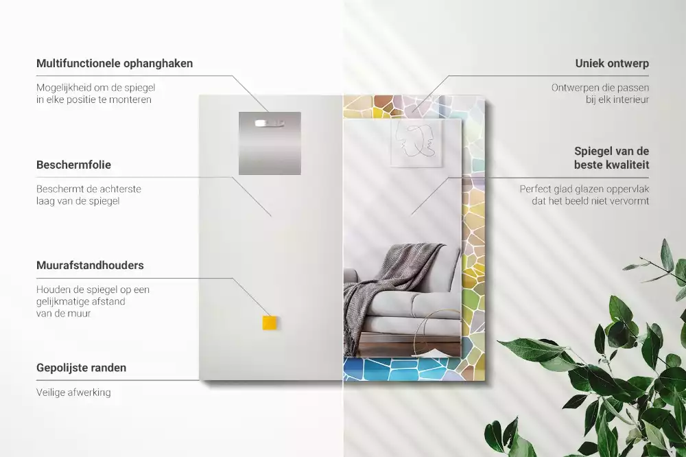 Espelho com moldura decorada Mosaico abstrato colorido