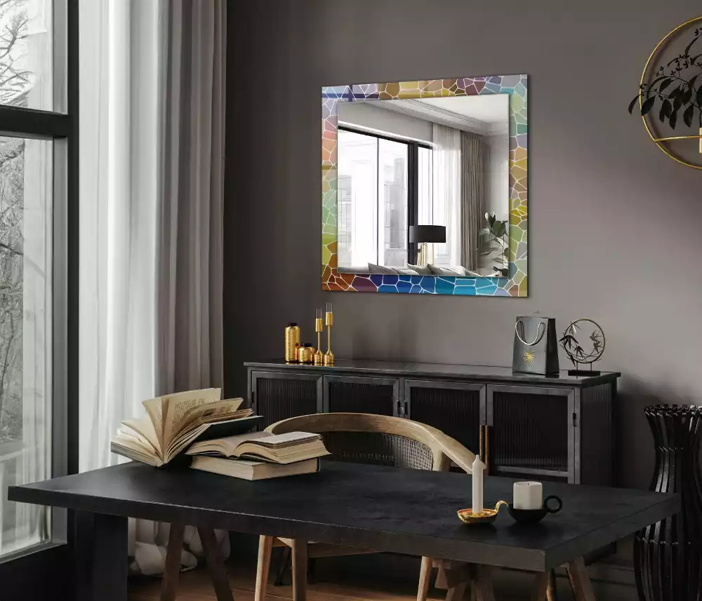 Espelho com moldura decorada Mosaico abstrato colorido