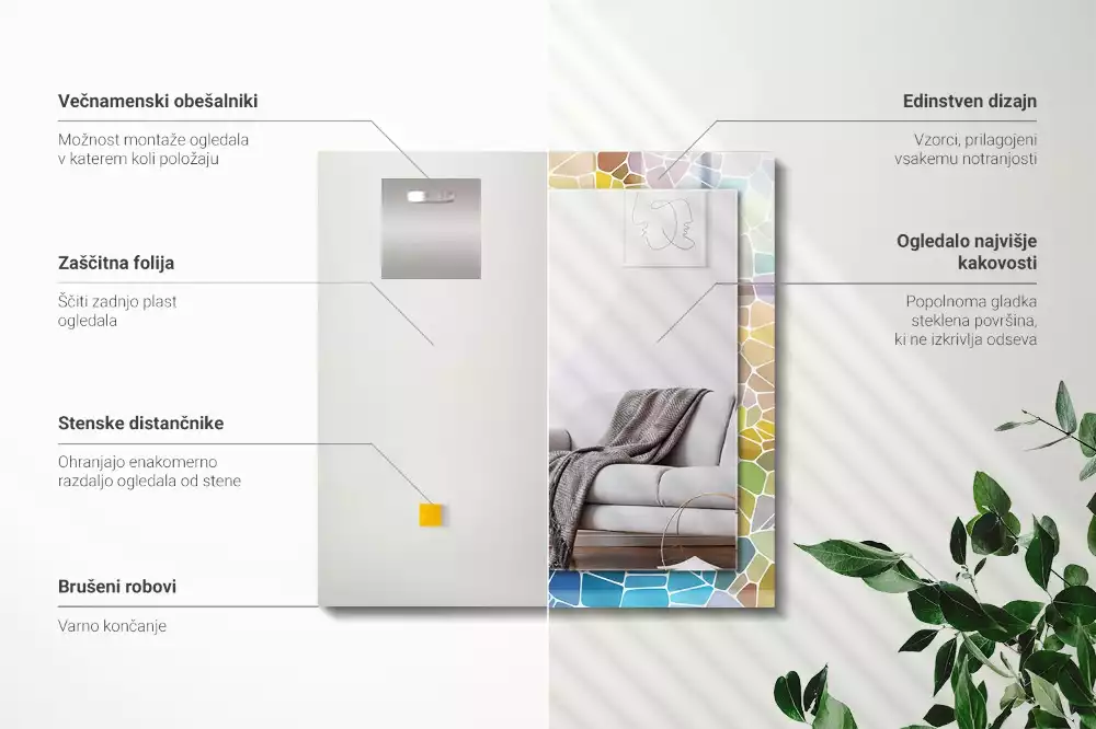 Espelho com moldura decorada Mosaico abstrato colorido