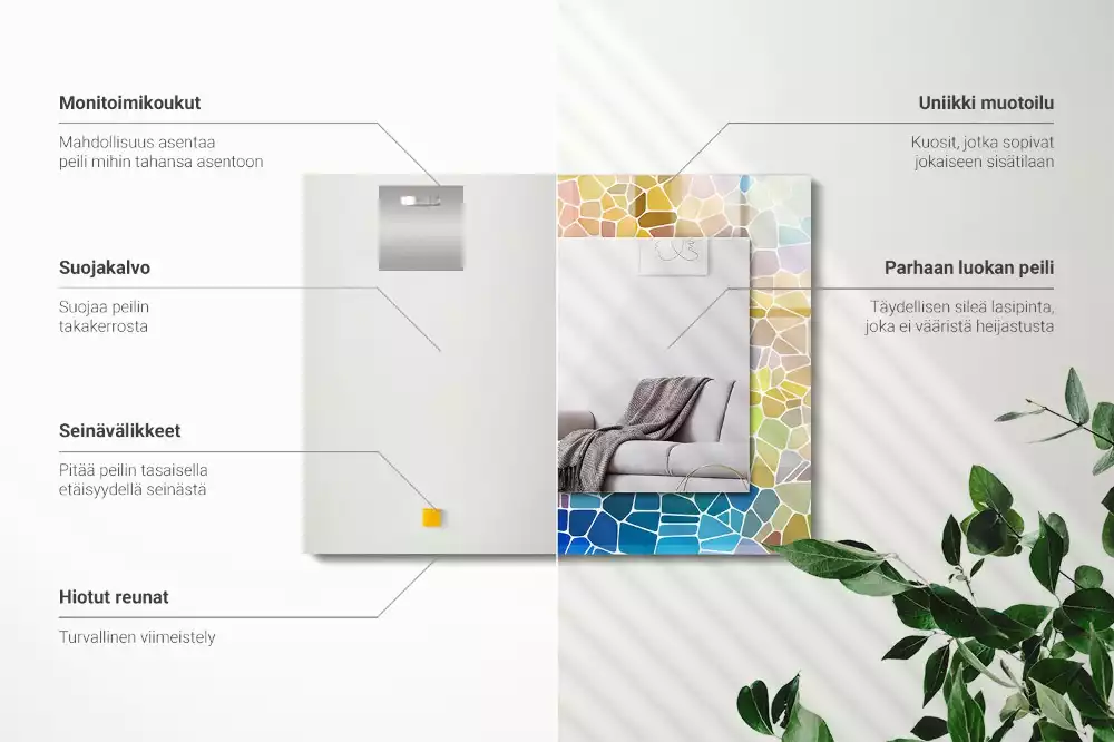 Espelho com moldura decorada Mosaico abstrato colorido