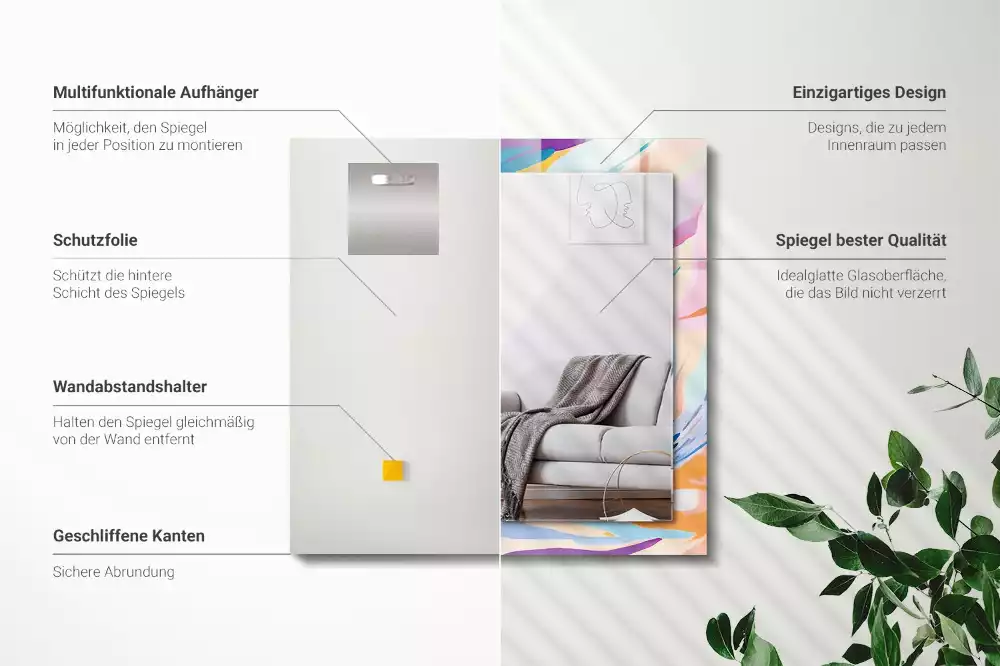 Espelho decorado Traços coloridos abstratos