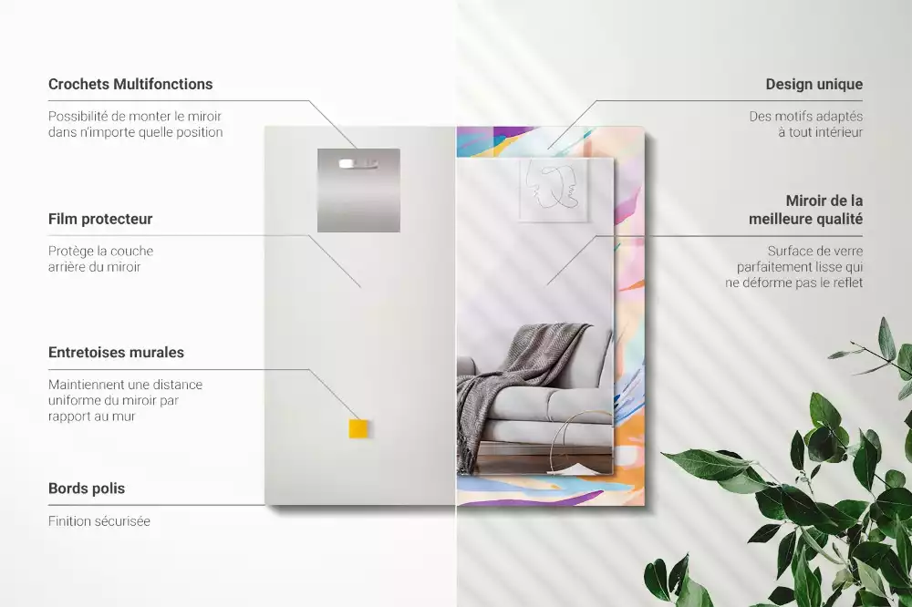 Espelho decorado Traços coloridos abstratos